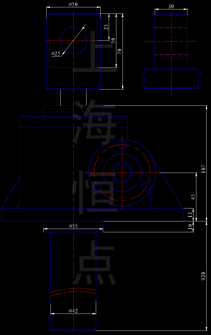 SWL2.5-1A-II 絲杆升降機外型尺寸CAD圖紙