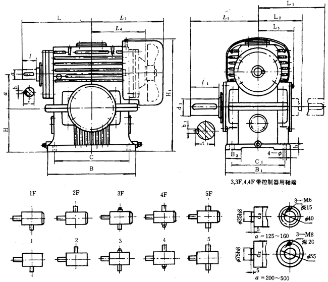 蝸輪減速器外形、安裝尺寸