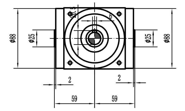 HDA09系列換向器：HDA09-2：1-E外形安裝尺寸圖1