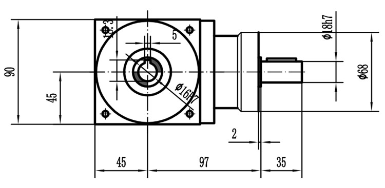 HDA09系列換向器：HDA09-2：1-E外形安裝尺寸圖2