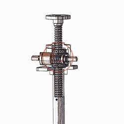 以右側蝸杆爲例，面對著蝸杆時，蝸杆順時針旋轉，絲杆下降；蝸杆逆時針旋轉，絲杆上升。